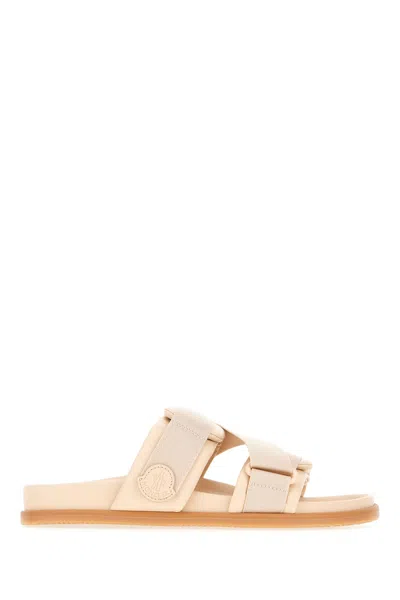 Moncler Pink Leather And Fabric Sandals In Rosa