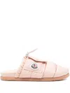 Moncler Mon Pocket Slippers With Soft Padded Design And Logo Patch In Pink