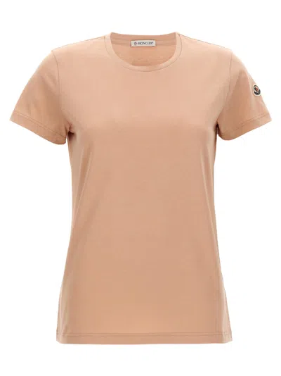 MONCLER PINK LOGO PATCH T-SHIRT