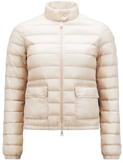 Moncler Pink Nylon Down Jacket For Women In Neutral