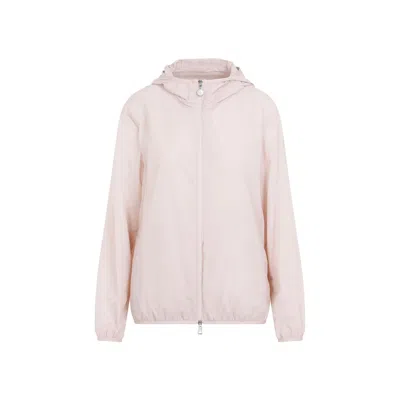 Moncler Pink Nylon Poplin Hooded Jacket For Women