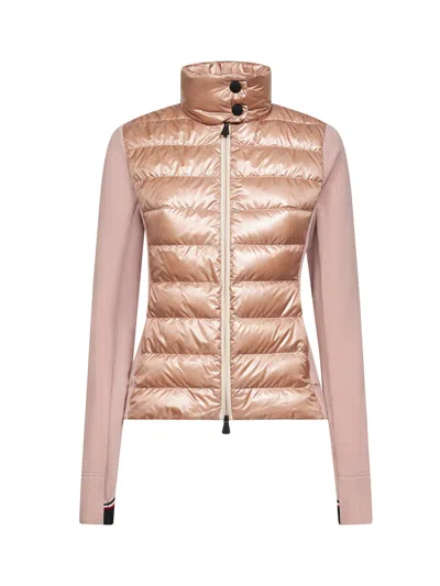 MONCLER PINK PADDED ZIP-UP SWEATSHIRT