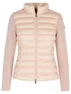 Moncler Two-material Cardigan In Pink
