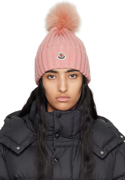 Moncler Pink Pom Pom Beanie In 518 Pink