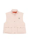 Moncler Biois Down Gilet Stand Collar Zigzag Quilted Technical Fabric In Pink