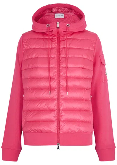 Moncler Pink Quilted Shell And Cotton-blend Jacket