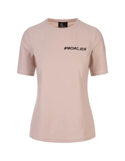 Moncler Pink Sensitive Technical Jersey T-shirt With Logo