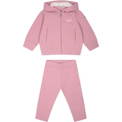 Moncler Kids' Pink Set For Baby Girl With Logo