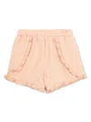 Moncler Pink Shorts With Applied Logo Patch On The Back In Cotton Baby In Pink