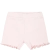 MONCLER PINK SPORTS SHORTS FOR BABY GIRL WITH LOGO