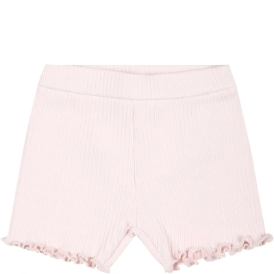 Moncler Pink Sports Shorts For Baby Girl With Logo In Light Pink