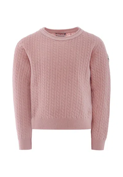 Moncler Kids' Pink Sweater For Girl With Logo