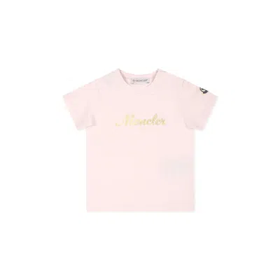 Moncler Pink T-shirt For Baby Girl With Logo