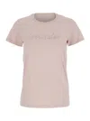Moncler Pink T-shirt With Embroidered Logo On The Front And Logo Patch On The Sleeve In Cotton Woman In Pink