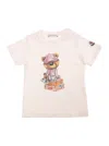 Moncler Pink T-shirt With Front Bear Print And Logo Patch In Cotton Baby In Pink