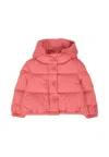 Moncler Pink Tazui Down Jacket For Baby Girl With Logo In Pink