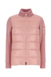 Moncler Puffer Front Down Wool Jacket In Pink