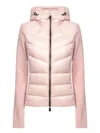 Moncler Puffer Polar Fleece Zip-up Cardigan In Pink