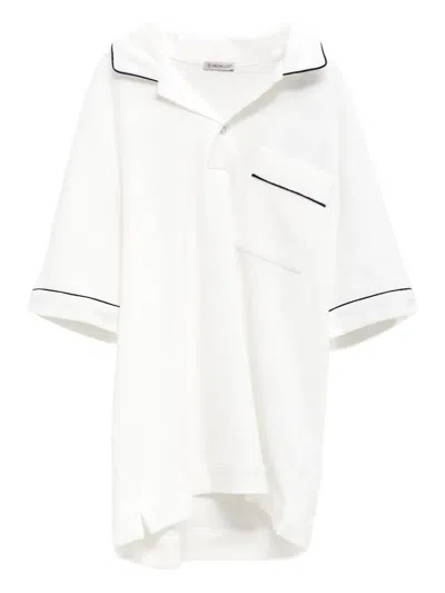 Moncler Piped-trim Polo Shirt In White