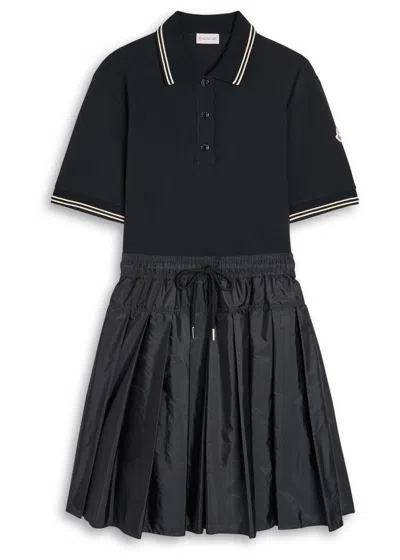 Moncler Piqué Cotton And Shell Mini Skirt In Black