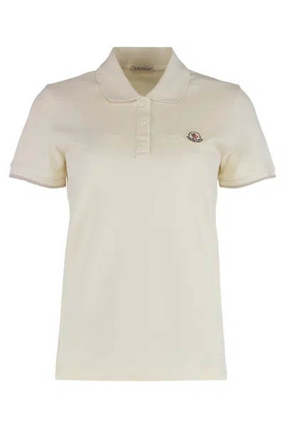 Moncler Piqué Cotton Logo Polo In White
