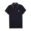 Moncler Dark Blue Logo Patch Polo Shirt In Navy
