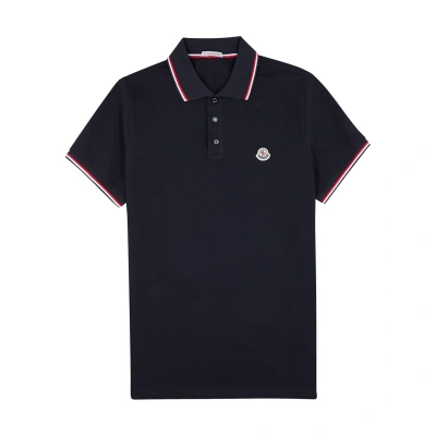 Moncler Cotton-piqué Polo Shirt In Navy