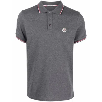 Moncler Piquet Polo Shirt In Gray