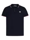 Moncler Cotton Polo Shirt With Logo In Blue