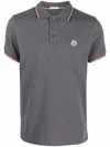 Moncler Short-sleeved Polo Shirt With Logo In Grey