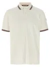 Moncler Striped Trim Polo Shirt In White