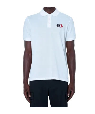 Moncler Pique Polo Shirt With Logo Embroidery In White