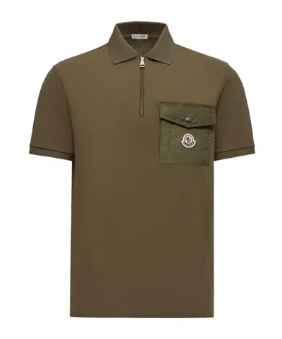 MONCLER COTTON PIQUET POLO SHIRT WITH POCKET