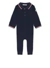 Moncler Piquet Cotton Onesie In Blue