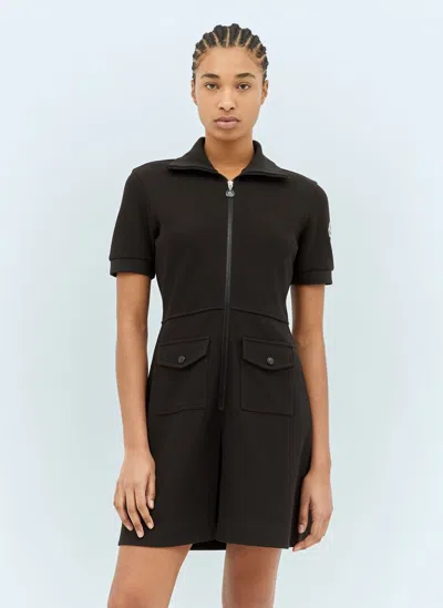 Moncler Piquet Half-zip Polo Dress In Black