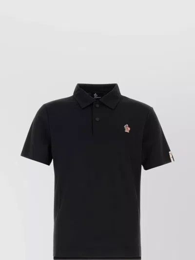 Moncler Piquet Polo Shirt Collar Sleeves In Black
