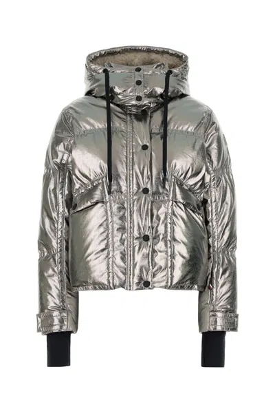 MONCLER SILVER POLYESTER CELAQUE DOWN JACKET