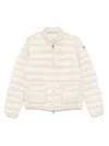 Moncler White Crop Down Jacket With Drawstring In Neutral
