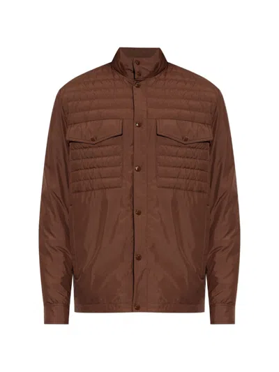 Moncler Piumino Corto Vnorviane Marrone Trapuntato Con Tasche  In Brown