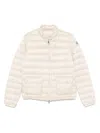 Moncler White Crop Down Jacket With Drawstring In Neutral