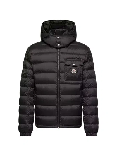MONCLER Verith black quilted down jacket with hood and chest pocket MONCLER