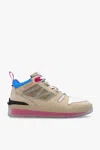 Moncler Pivot Mid Leather And Ripstop-trimmed Suede Sneakers In Multi