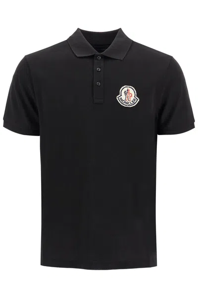 Moncler Pixel Effect Logo Polo Shirt In Grey