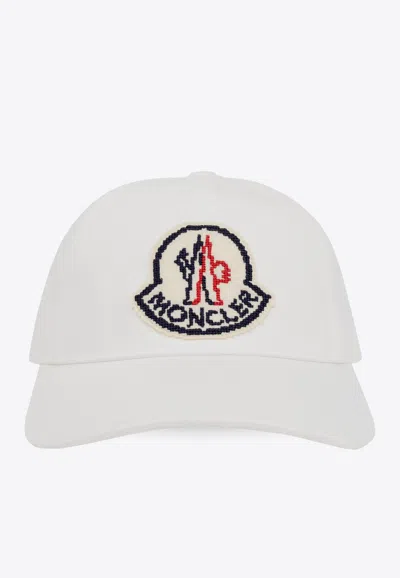 Moncler Pixel Logo Appliqué Baseball Cap In White