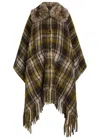 Moncler Plaid Brushed Wool-blend Cape In Multi