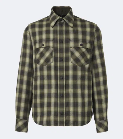 Moncler Plaid Cotton-blend Shirt In Green