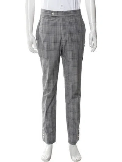 Pre-owned Moncler Plaid Print Dress Pants In Blue