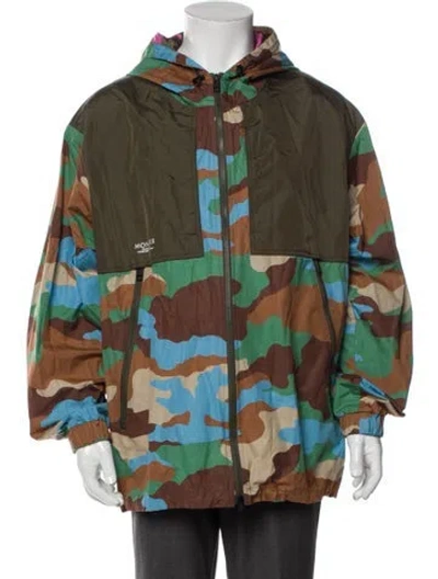 Pre-owned Moncler Plaid Print Parka In Green