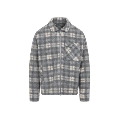 Moncler Plaid Zip-up Shirt With Pointed Collar In Multi