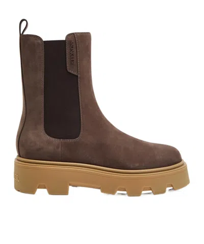 Moncler Platform Ankle Boots In Brown